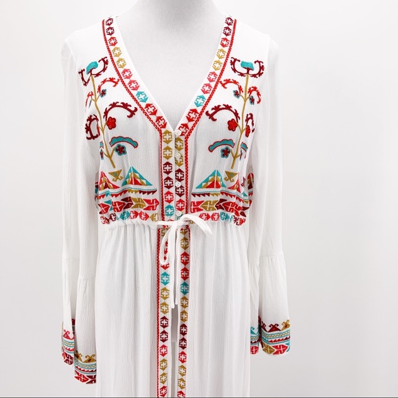 LEEN Woman Embroidered Long Kimono Coverup - Picture 2 of 5